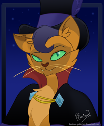 Size: 1204x1459 | Tagged: safe, artist:karimus-galaktion, imported from derpibooru, capper dapperpaws, abyssinian, anthro, my little pony: the movie, chest fluff, clothes, hat, male, solo, top hat