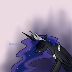 Size: 750x750 | Tagged: safe, artist:cosmalumi, artist:its-gloomy, imported from derpibooru, nightmare moon, princess luna, tumblr:ask queen moon, gritted teeth, solo, tumblr, voice