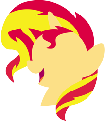 Size: 1726x2001 | Tagged: safe, artist:caliazian, imported from derpibooru, sunset shimmer, pony, unicorn, bust, female, horn, lineless, mare, minimalist, modern art, open mouth, portrait, simple, simple background, smiling, solo, transparent background