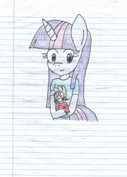 Size: 1275x1769 | Tagged: safe, artist:shawnventura, imported from derpibooru, twilight sparkle, oc, anthro, lined paper, plushie, traditional art