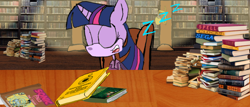 Size: 1368x583 | Tagged: safe, artist:vatoff, imported from derpibooru, twilight sparkle, anthro, book, library, sleeping, sonic the hedgehog (series), sonicified, zzz