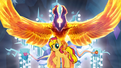 Size: 1280x720 | Tagged: safe, artist:bronysonicyoutube, imported from derpibooru, sunset shimmer, phoenix, unicorn, pony creator, 1000 hours in ms paint, dota 2