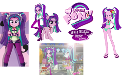 Size: 1671x1030 | Tagged: safe, artist:bluse, artist:kingdark0001, artist:mit-boy, artist:mixiepie, artist:the-butch-x, edit, imported from derpibooru, aria blaze, sonata dusk, pony, equestria girls, best human, equestria girls ponified, logo, logo edit, ponified, show accurate, simple background, transparent background, vector