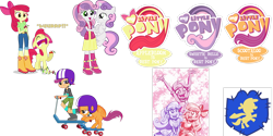 Size: 2748x1374 | Tagged: safe, artist:lunchie, artist:mit-boy, artist:vector-brony, edit, imported from derpibooru, apple bloom, scootaloo, sweetie belle, equestria girls, best pony, cutie mark crusaders, logo, logo edit, simple background, transparent background, vector