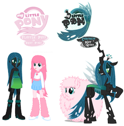 Size: 1123x1143 | Tagged: safe, artist:marioandsonicfan19, edit, imported from derpibooru, queen chrysalis, oc, oc:fluffle puff, changeling, changeling queen, pony, equestria girls, best pony, boots, clothes, cute, cutealis, dress, duo, duo female, equestria girls-ified, female, flufflebetes, high heel boots, shoes, simple background, skirt, tongue out, transparent background, vector