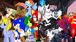 Size: 3358x1843 | Tagged: safe, artist:trungtranhaitrung, imported from derpibooru, capper dapperpaws, captain celaeno, grubber, rainbow dash, storm king, tempest shadow, oc, oc:delta brony, anthro, my little pony: the movie, spoiler:my little pony the movie, classic sonic, crossover, doctor eggman, gadget the wolf, infinite (character), phantom ruby, sonic forces, sonic the hedgehog, sonic the hedgehog (series)