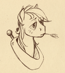 Size: 762x851 | Tagged: safe, artist:skrapbox, imported from derpibooru, big macintosh, earth pony, pony, food, horse collar, male, monochrome, pencil drawing, solo, stallion, straw in mouth, traditional art, wheat