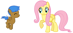 Size: 4167x1859 | Tagged: safe, artist:petraea, imported from derpibooru, fluttershy, oc, oc:mighty, pegasus, pony, female, filly, simple background, transparent background, vector