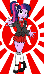 Size: 1536x2560 | Tagged: safe, artist:xphil1998, imported from derpibooru, twilight sparkle, equestria girls, clothes, command and conquer, crossover, cute, high heels, military, pleated skirt, ponytail, red alert, red alert 3, shoes, skirt, socks, yuriko omega