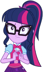 Size: 1228x2048 | Tagged: safe, artist:thebarsection, imported from derpibooru, sci-twi, twilight sparkle, equestria girls, clothes, female, glasses, ponytail, scared, simple background, skirt, solo, transparent background