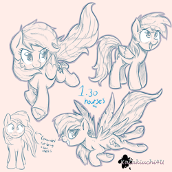 Size: 3000x3000 | Tagged: safe, artist:katakiuchi4u, imported from derpibooru, rainbow dash, pegasus, pony, female, mare, monochrome, sketch, solo