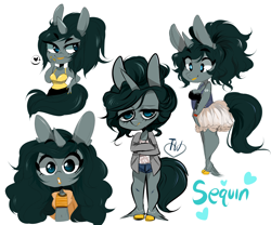 Size: 2400x2000 | Tagged: safe, artist:temporarywizard, imported from derpibooru, oc, oc only, oc:sequined, anthro, black hair, bun, clothes, colored hooves, dress, female, furaffinity, gold hooves, high res, hooves, ponytail, sequined, simple background, solo, unshorn fetlocks, white background