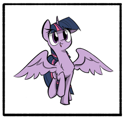 Size: 1943x1861 | Tagged: artist needed, source needed, safe, imported from derpibooru, twilight sparkle, alicorn, chest fluff, cute, eyebrows, eyebrows visible through hair, female, open mouth, raised hoof, simple background, solo, spread wings, trotting, twiabetes, twilight sparkle (alicorn), white background, wings