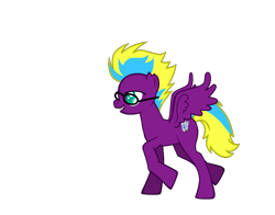 Size: 830x650 | Tagged: safe, imported from derpibooru, oc, oc only, oc:purple trash, pegasus, pony, female, glasses, mare, purple, recycle bin