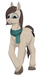 Size: 1816x3227 | Tagged: safe, artist:difetra, imported from derpibooru, oc, oc only, oc:tera bit, earth pony, pony, 2018 community collab, derpibooru community collaboration, clothes, female, looking at you, scarf, simple background, solo, transparent background