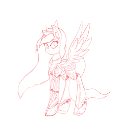 Size: 1460x1460 | Tagged: safe, artist:acespade777, imported from derpibooru, oc, oc only, oc:blackjack, alicorn, cyborg, pony, fallout equestria, fallout equestria: project horizons, alicorn oc, female, lineart, mare, solo