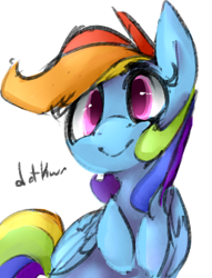 Size: 258x338 | Tagged: safe, artist:dotkwa, imported from derpibooru, rainbow dash, pegasus, pony, colored sketch, cute, female, sketch, solo