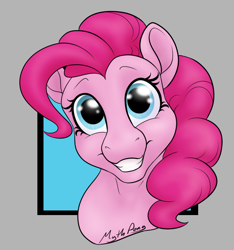 Size: 764x816 | Tagged: safe, artist:mythpony, imported from derpibooru, pinkie pie, pony, bust, female, portrait, solo