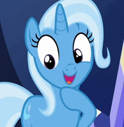 Size: 685x698 | Tagged: safe, imported from derpibooru, screencap, trixie, pony, unicorn, all bottled up, cute, diatrixes, female, mare, open mouth, raised hoof, solo