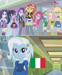 Size: 1136x1364 | Tagged: safe, edit, edited screencap, imported from derpibooru, screencap, applejack, fluttershy, pinkie pie, rainbow dash, rarity, starlight glimmer, sunset shimmer, trixie, twilight sparkle, equestria girls, spoiler:eqg specials, argentina, belgium, brazil, eqg flag-tag meme, flag, football, france, germany, humane five, humane seven, humane six, italy, mane six, obligatory pony, poland, portugal, russia, sports, world cup