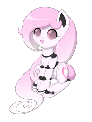 Size: 1500x2000 | Tagged: safe, artist:jdan-s, imported from derpibooru, oc, oc only, oc:cyberia heart, pony, robot, robot pony, 2018 community collab, derpibooru community collaboration, cute, ocbetes, simple background, sitting, smiling, solo, transparent background