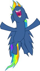 Size: 6400x11224 | Tagged: safe, artist:parclytaxel, imported from derpibooru, part of a set, rainbow dash, pegasus, pony, secrets and pies, .svg available, absurd resolution, evil laugh, evil pie hater dash, female, flying, laughing, mare, nose in the air, open mouth, sharp teeth, simple background, solo, teeth, transparent background, uvula, vector