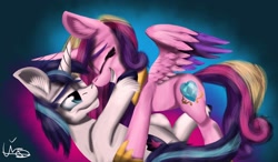 Size: 1280x750 | Tagged: safe, artist:lordofthefeathers, imported from derpibooru, princess cadance, shining armor, female, male, shiningcadance, shipping, straight