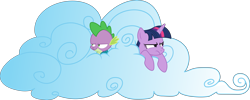 Size: 9983x4000 | Tagged: safe, artist:dusk2k, imported from derpibooru, spike, twilight sparkle, alicorn, dragon, the cutie re-mark, absurd resolution, backpack, cloud, simple background, transparent background, twilight sparkle (alicorn), unamused, vector