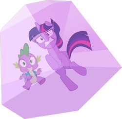 Size: 5992x5847 | Tagged: safe, artist:dusk2k, imported from derpibooru, spike, twilight sparkle, alicorn, dragon, the cutie re-mark, absurd resolution, backpack, crystal, encasement, simple background, transparent background, twilight sparkle (alicorn), vector