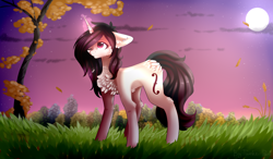 Size: 2000x1170 | Tagged: safe, artist:twinkepaint, imported from derpibooru, oc, oc only, oc:hazel, pony, unicorn, female, magic, mare, moon, one eye closed, solo, tree