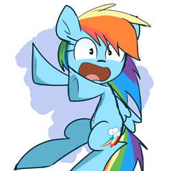 Size: 1280x1280 | Tagged: safe, artist:lilboulder, imported from derpibooru, rainbow dash, pony, backwards cutie mark, female, mare, open mouth, scared, scaredy dash, solo