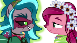 Size: 1024x575 | Tagged: safe, artist:yaycelestia0331, imported from derpibooru, gaea everfree, gloriosa daisy, pony, equestria girls ponified, ponified