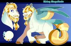 Size: 1400x912 | Tagged: safe, artist:bijutsuyoukai, imported from derpibooru, oc, oc only, oc:rising magnitude, pegasus, pony, my little pony: the movie, colored wings, male, multicolored wings, parent:rockhoof, parent:songbird serenade, parents:songhoof, sitting, solo, stallion