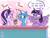 Size: 2600x2000 | Tagged: safe, artist:quarium, imported from derpibooru, starlight glimmer, trixie, twilight sparkle, alicorn, pony, unicorn, annoyed, blowing bubbles, blush sticker, blushing, burr, cute, dialogue, diatrixes, female, glimmerbetes, lesbian, looking at each other, mare, milkshake, open mouth, sharing a drink, shipping, silly, silly pony, speech bubble, spread wings, startrix, straw, twilight sparkle (alicorn), twilight sparkle is not amused, unamused, wings