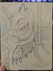 Size: 1536x2048 | Tagged: safe, artist:andypriceart, imported from derpibooru, princess luna, pony, carousel, female, mare, sketch, smiling, solo, traditional art