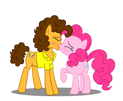 Size: 2392x1968 | Tagged: safe, artist:invisibleink, imported from derpibooru, cheese sandwich, pinkie pie, earth pony, pony, blushing, cheesepie, commission, cute, eyes closed, female, kiss on the lips, kissing, male, mare, shipping, show accurate, simple background, stallion, straight, transparent background, vector