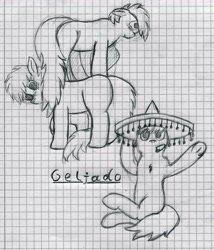 Size: 3450x4035 | Tagged: safe, artist:geljado, imported from derpibooru, oc, oc only, drawing, floppy ears, graph paper, lined paper, monochrome, sketch, traditional art