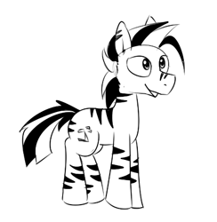 Size: 512x525 | Tagged: safe, artist:liserancascade, imported from derpibooru, oc, oc only, oc:ziggy, zebra, male, monochrome, simple background, solo, white background, zebra oc