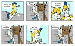 Size: 2143x1308 | Tagged: safe, artist:quvr, imported from derpibooru, pony, comic, meme, movie, open the gate, royal guard