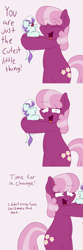 Size: 750x2250 | Tagged: safe, artist:skoon, imported from derpibooru, cheerilee, oc, oc:pixy, pony, oh dat cheerilee, baby, baby pony, bipedal, derp, foal, smelly