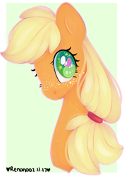 Size: 1595x2264 | Tagged: safe, artist:bunxl, imported from derpibooru, applejack, earth pony, pony, bust, female, freckles, heart, heart eyes, looking at you, mare, portrait, solo, wingding eyes