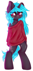 Size: 1361x2891 | Tagged: safe, artist:ruef, imported from derpibooru, oc, oc only, oc:zevina, pony, unicorn, bipedal, clothes, fallout, female, lineless, mare, sweater