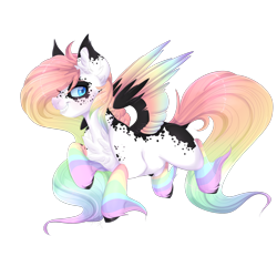 Size: 1600x1600 | Tagged: safe, artist:pvrii, artist:silent-shadow-wolf, imported from derpibooru, oc, oc only, oc:spectrum splatter, pegasus, pony, art trade, colored wings, female, mare, multicolored wings, simple background, solo, transparent background