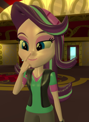 Size: 790x1080 | Tagged: safe, artist:fivefreddy, imported from derpibooru, starlight glimmer, equestria girls, no second prances, 3d, beanie, boop, equestria girls interpretation, exploitable meme, female, glimmerposting, gmod, hat, meme, scene interpretation, self-boop, solo
