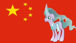 Size: 1920x1080 | Tagged: safe, imported from derpibooru, mistmane, china, flag