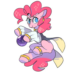 Size: 1024x1024 | Tagged: safe, artist:snowillusory, imported from derpibooru, pinkie pie, pony, crystal ball, ear piercing, earring, female, jewelry, madame pinkie, piercing, simple background, solo, watermark, white background