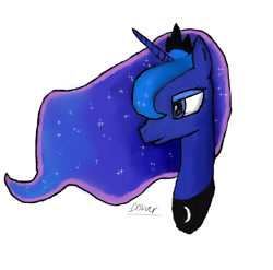 Size: 1024x1010 | Tagged: safe, artist:muffinslordofderp, imported from derpibooru, princess luna, alicorn, pony, bust, female, mare, portrait, simple background, solo, white background