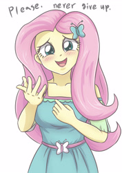 Size: 2893x4092 | Tagged: safe, artist:sumin6301, imported from derpibooru, fluttershy, equestria girls, beautiful, blushing, cute, daaaaaaaaaaaw, female, happy, looking at you, motivational, open mouth, positive ponies, shyabetes, smiling, solo