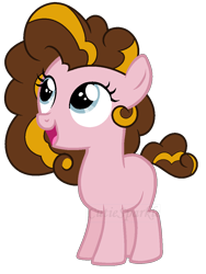 Size: 868x1152 | Tagged: safe, artist:cutiesparkle, imported from derpibooru, oc, oc only, oc:cheesecake curls, earth pony, pony, female, filly, offspring, parent:cheese sandwich, parent:pinkie pie, parents:cheesepie, simple background, solo, transparent background