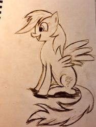 Size: 1541x2046 | Tagged: safe, imported from derpibooru, rainbow dash, happy, quick sketch, traditional art